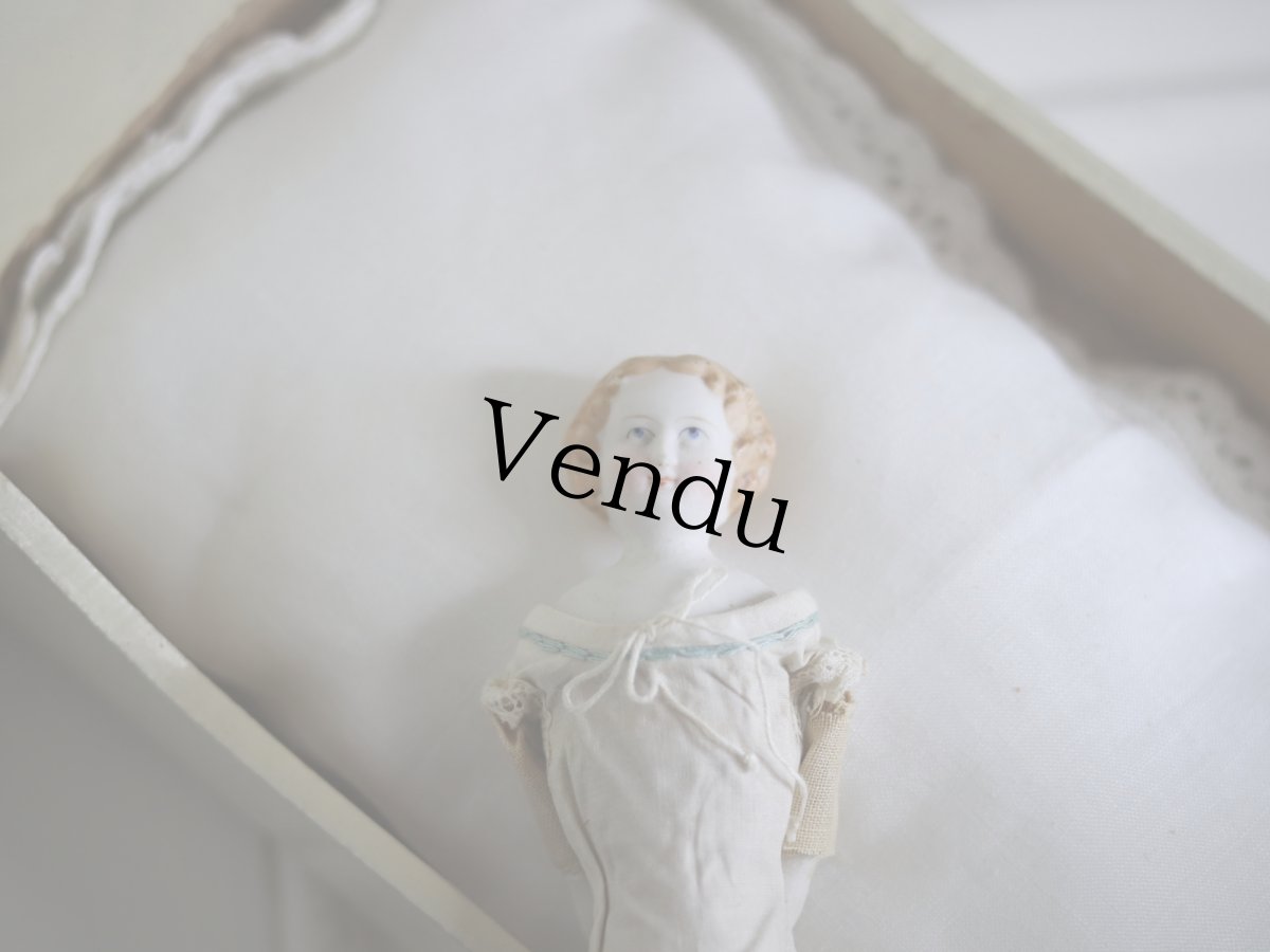 画像9: Victorian Blonde China Head Doll Wearing a Blue Corset&Blue Boots//6.3in (9)