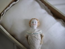 画像9: Victorian Blonde China Head Doll Wearing a Blue Corset//6.3in (9)