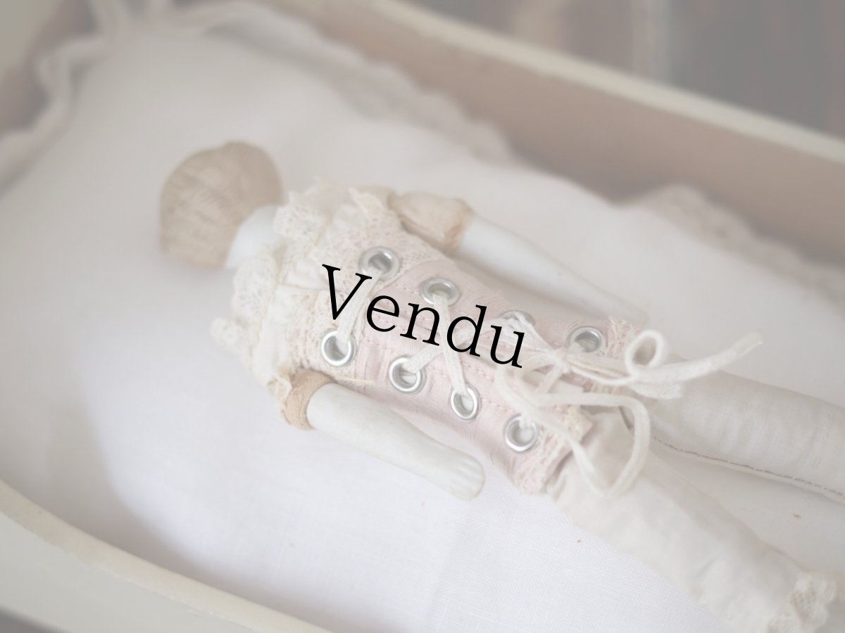 画像4: Victorian Blonde China Head Doll Wearing a Pink Corset＆Pink Boots//6.7in (4)