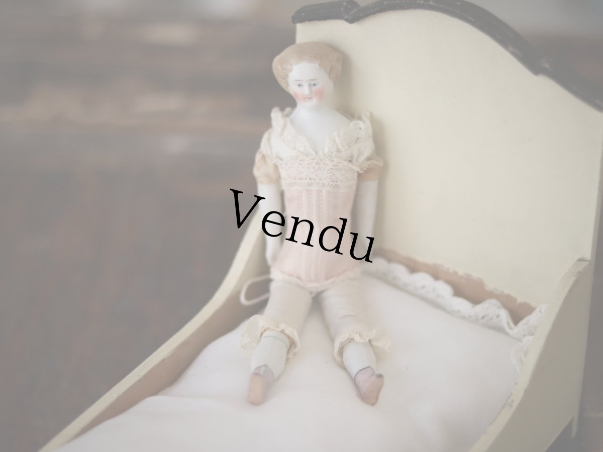 画像1: Victorian Blonde China Head Doll Wearing a Pink Corset＆Pink Boots//6.7in (1)