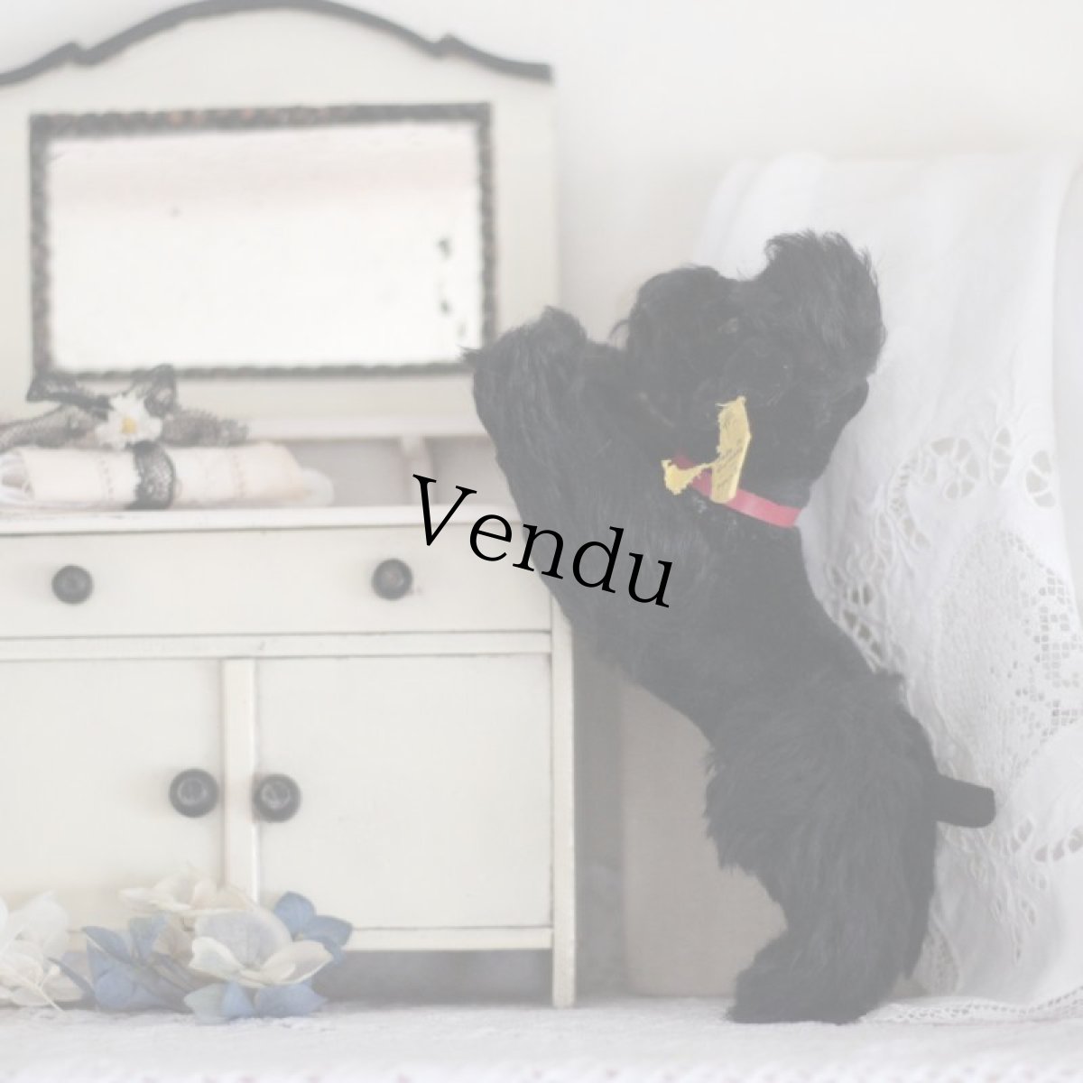 画像1: アンティーク steiff black poodle Snobby (1)