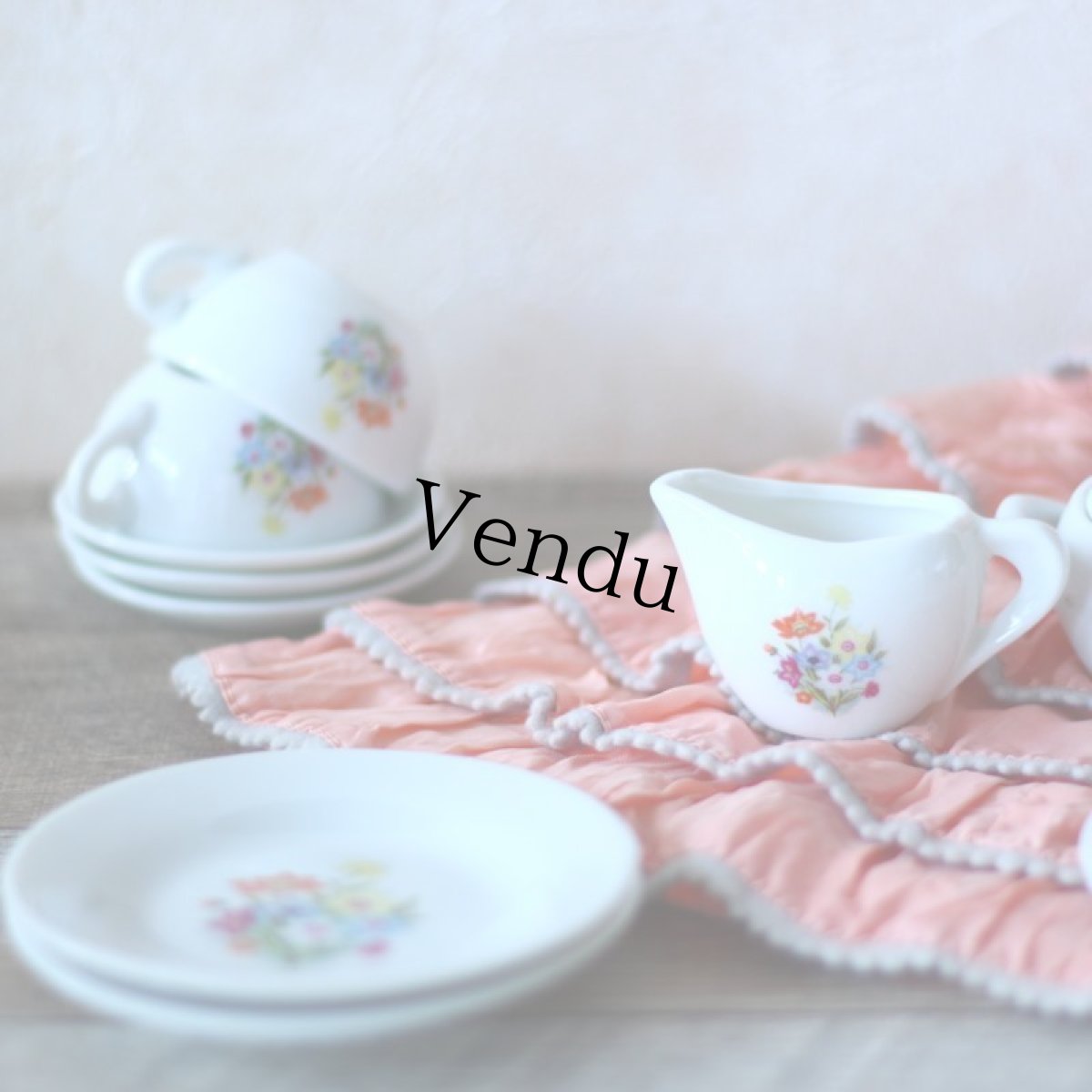 画像3: 陶器 お花のプリントのおままごとティーセット＊ (3)