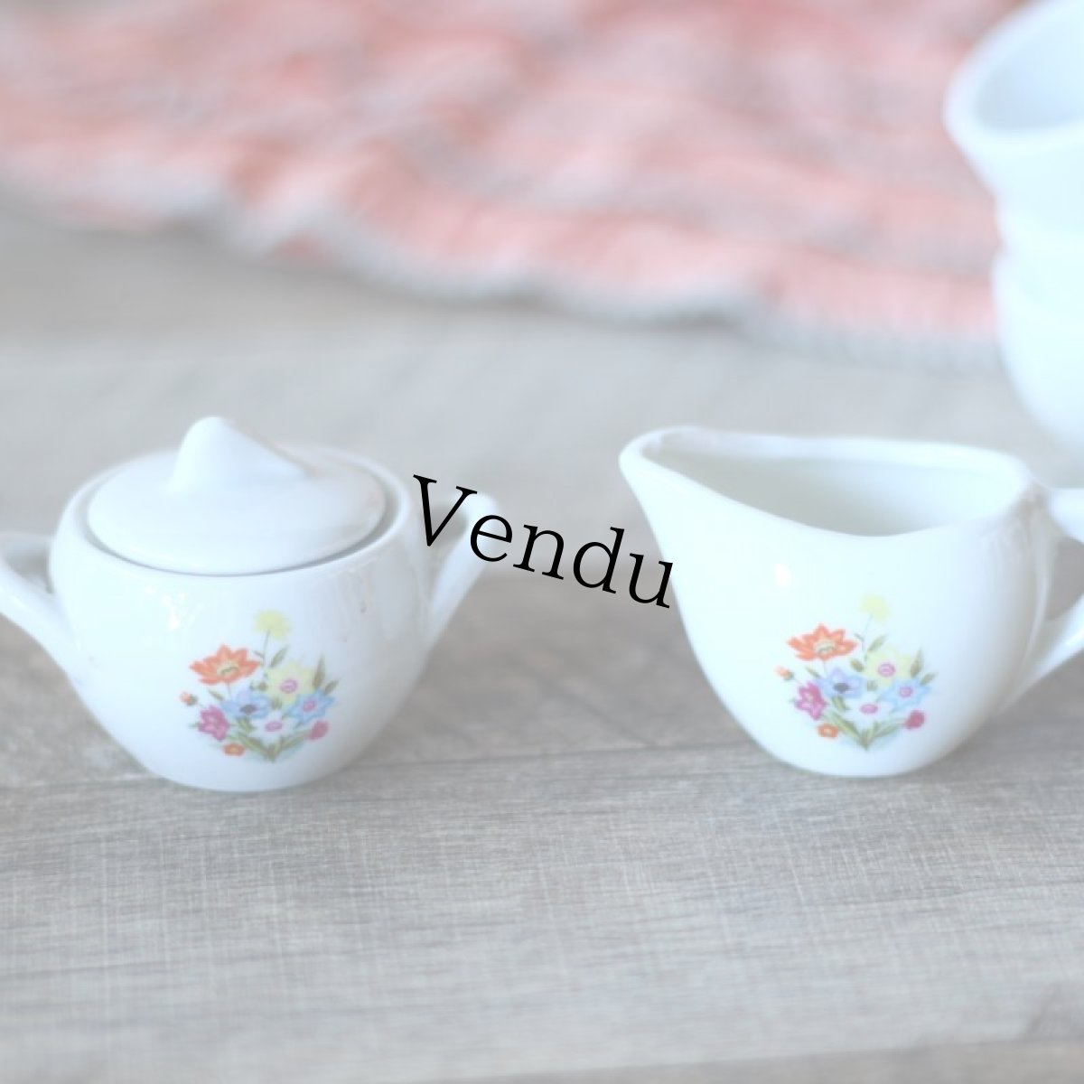 画像7: 陶器 お花のプリントのおままごとティーセット＊ (7)