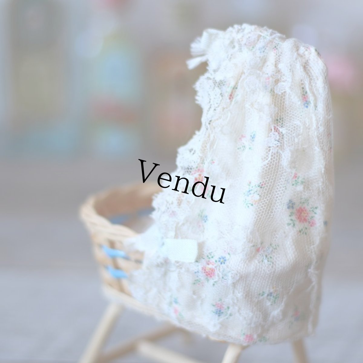 画像4: ドールハウス　籐の天蓋付きベッドB (4)