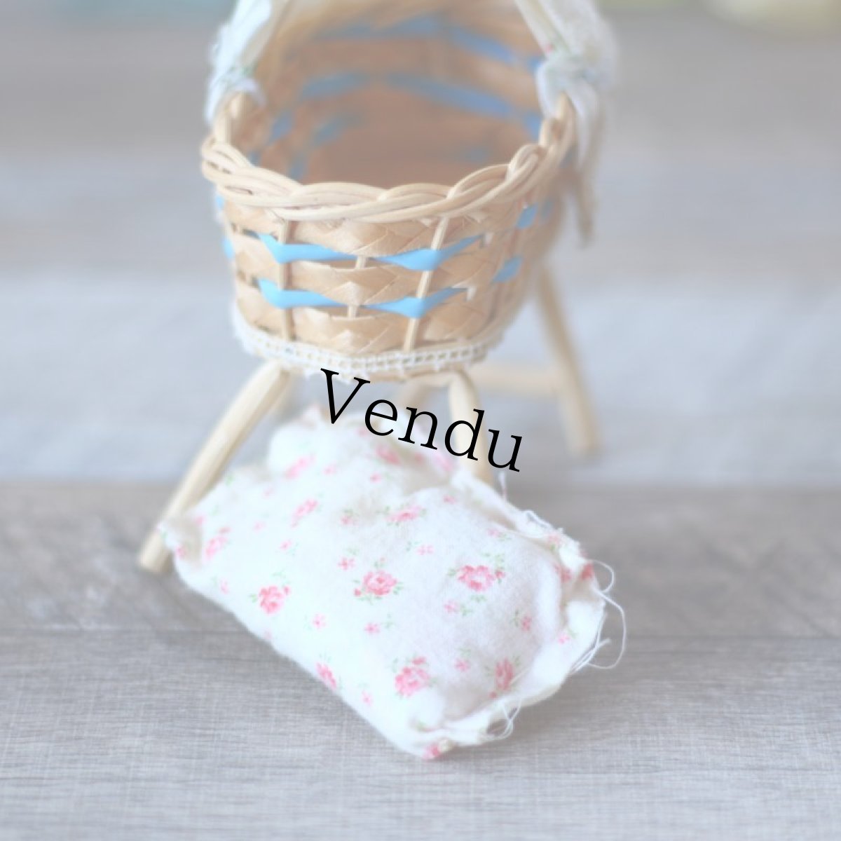 画像7: ドールハウス　籐の天蓋付きベッドB (7)