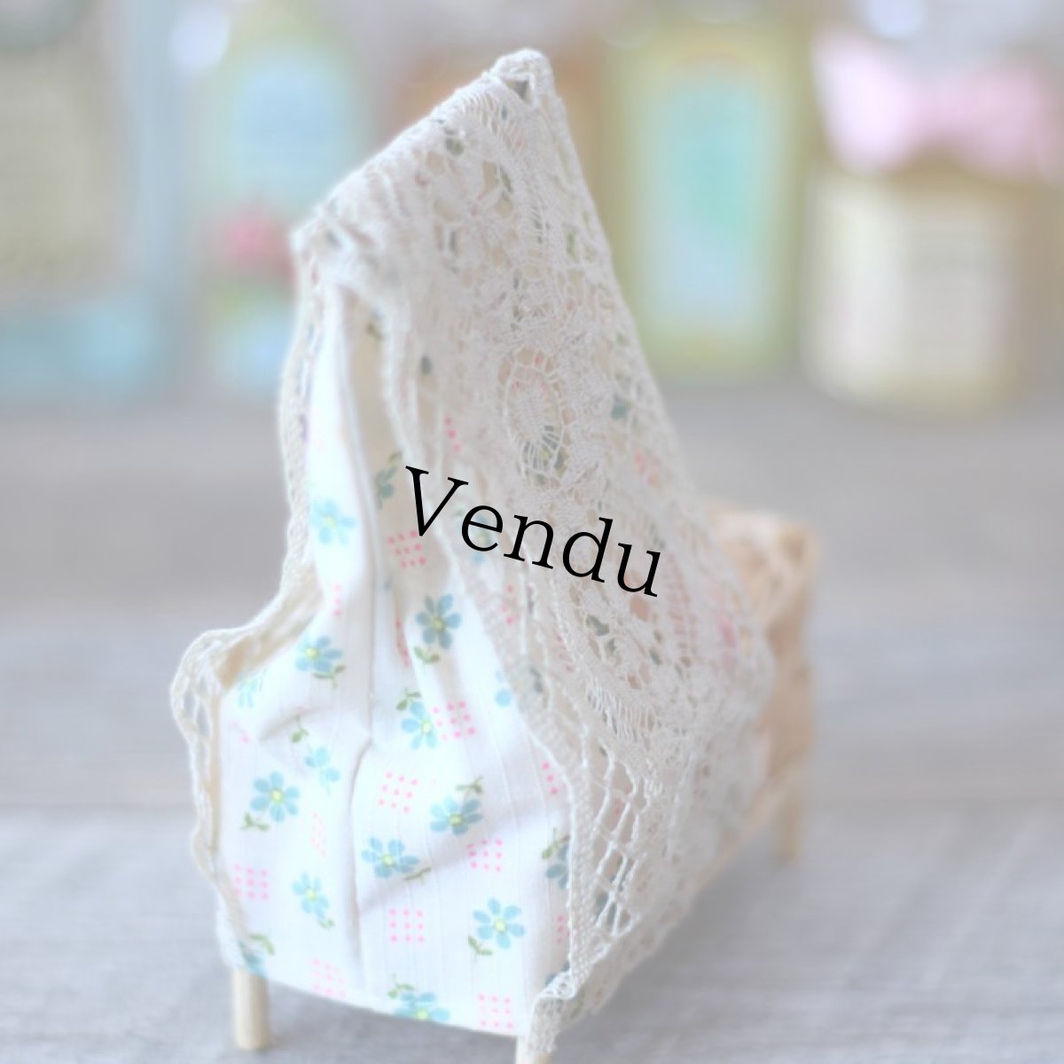 画像4: ドールハウス　籐の天蓋付きベッドA (4)