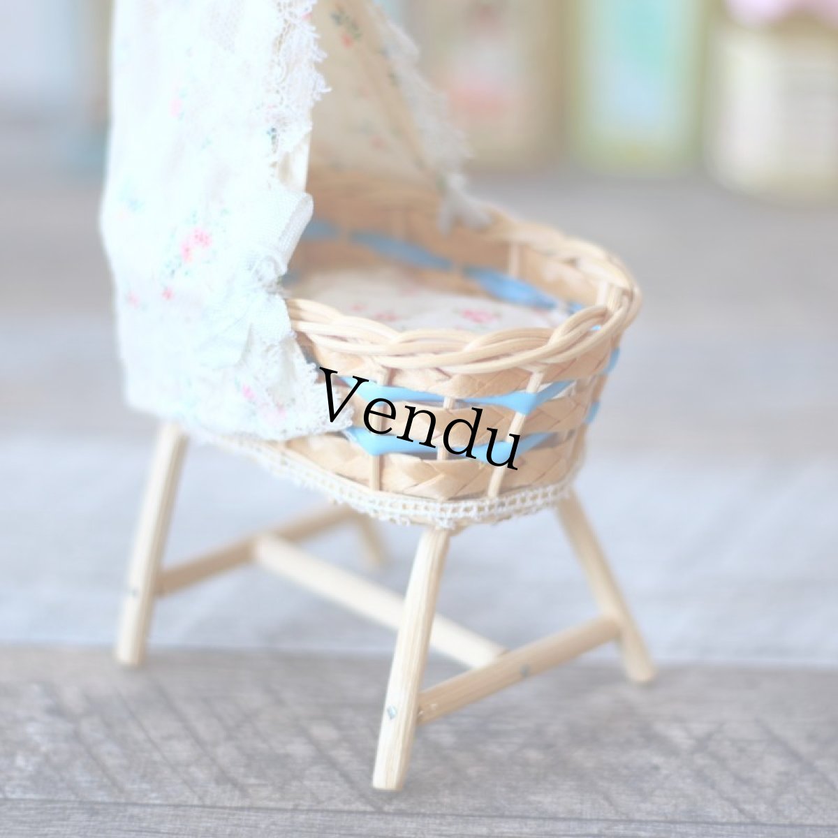 画像6: ドールハウス　籐の天蓋付きベッドB (6)