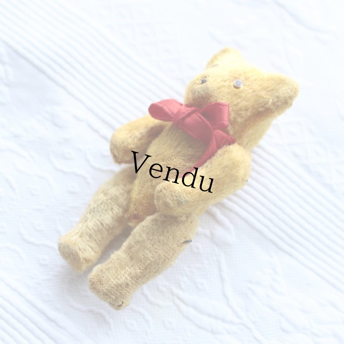 画像2: miniature teddy bear  赤リボン＊ (2)