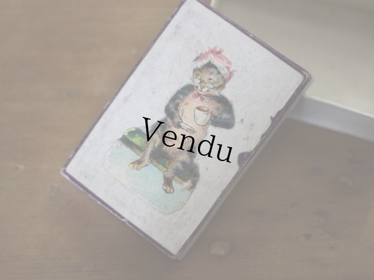 画像5: 小さなビスクドールと猫の小箱のセット＊ (5)