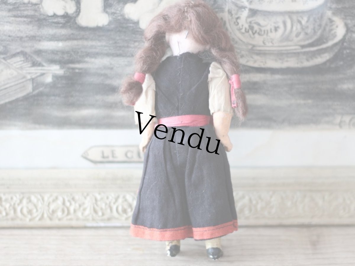 画像4: 黒のドレスに赤いリボンのビスクドール/Gebruder Krauss// (4)