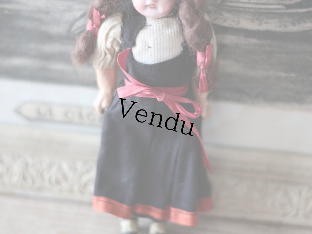 画像3: 黒のドレスに赤いリボンのビスクドール/Gebruder Krauss// (3)