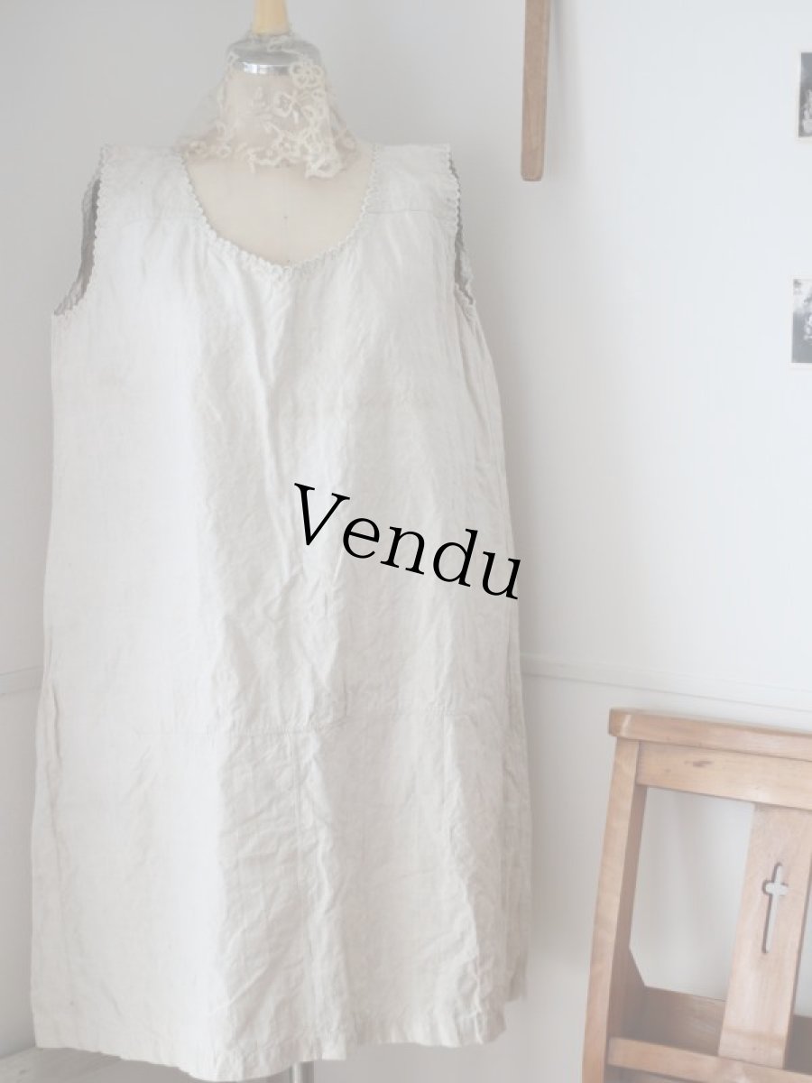 画像2: フレンチアンティークリネンワンピース (2)