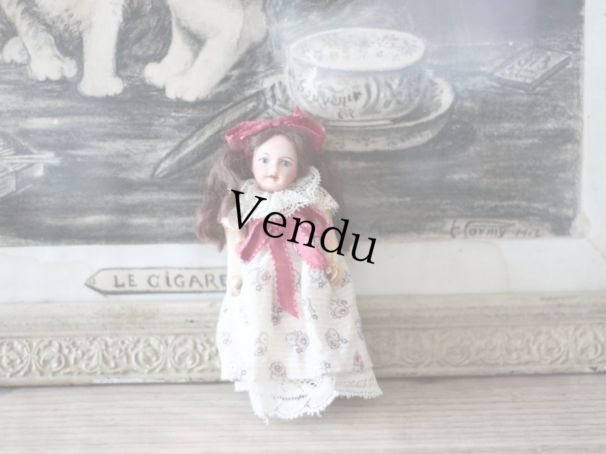 画像2: SFBJ PARIS 赤リボンの子/双子のミニョネット 4 3/4in / France (2)