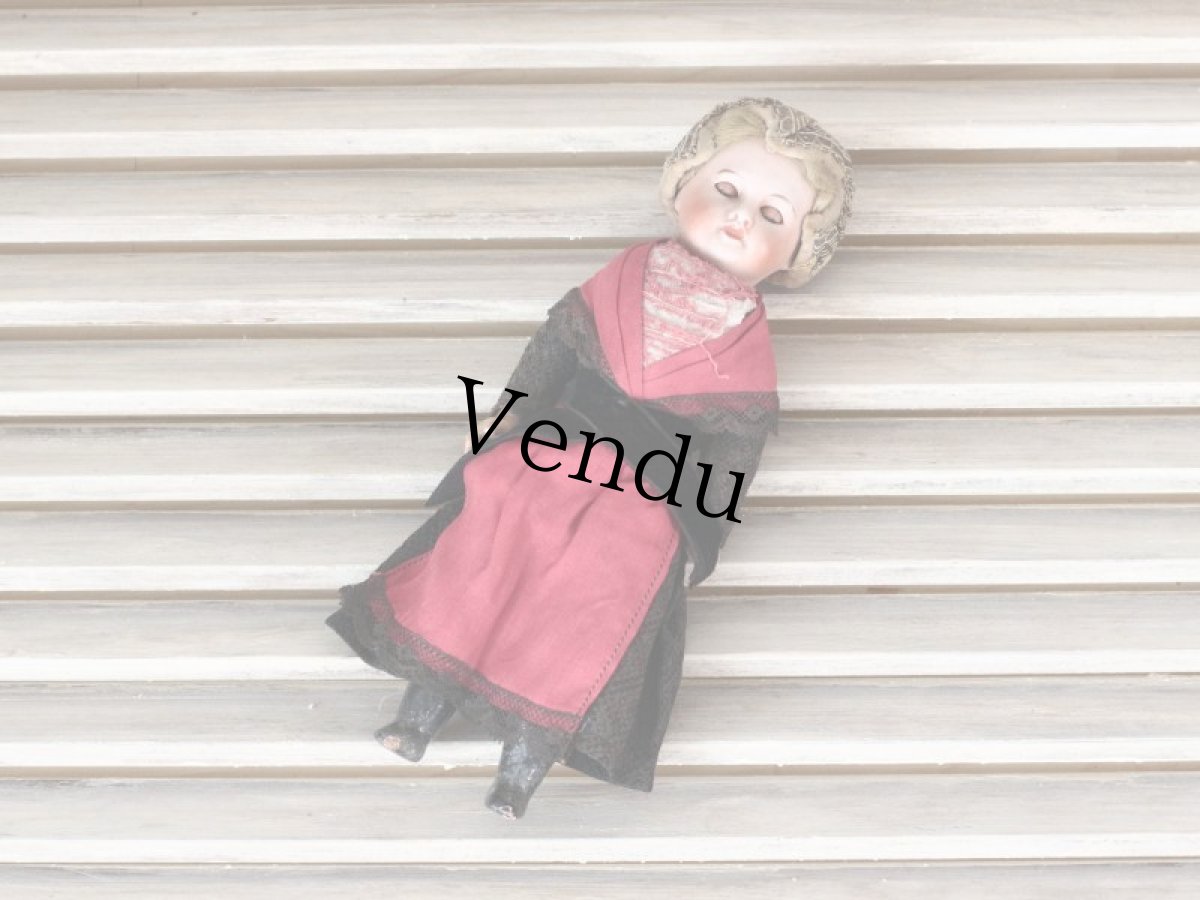 画像12: FRANCE SFBJ 赤と黒のドレスの少女/Sleep eye (12)