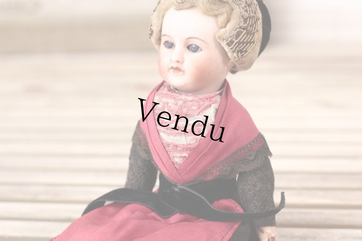 画像4: FRANCE SFBJ 赤と黒のドレスの少女/Sleep eye (4)