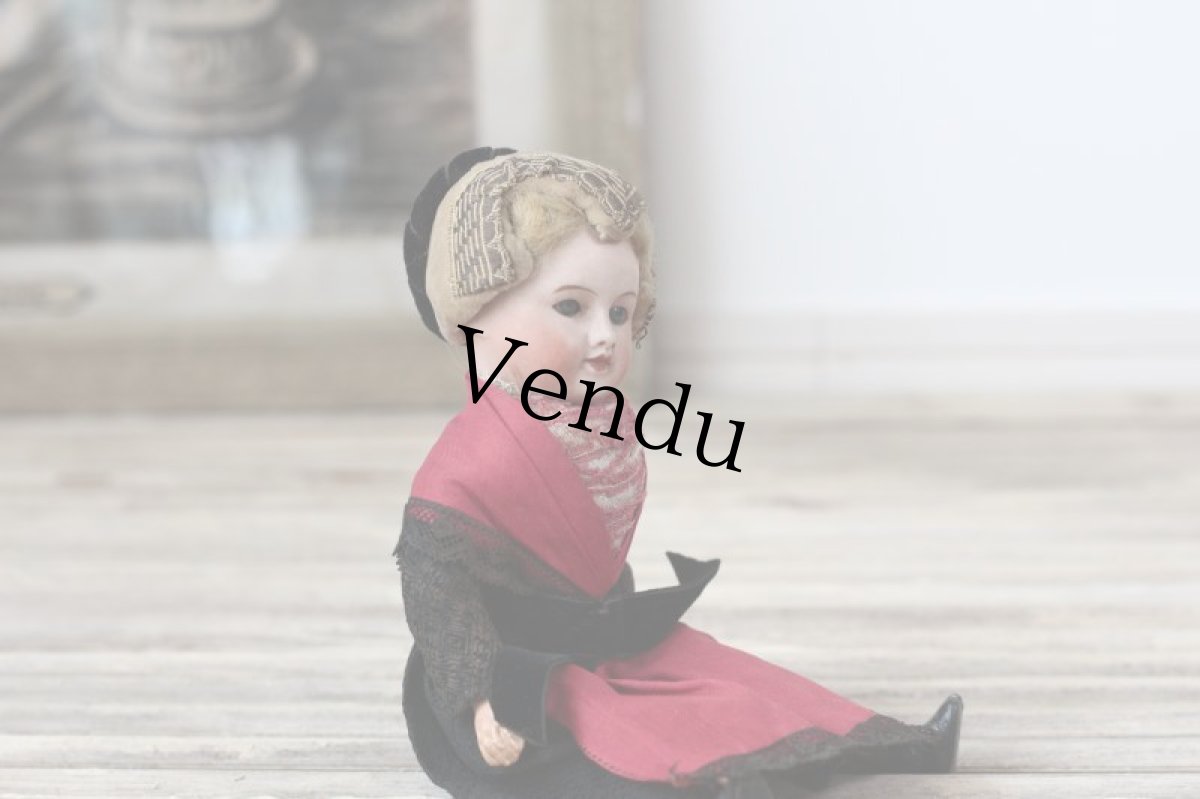 画像8: FRANCE SFBJ 赤と黒のドレスの少女/Sleep eye (8)