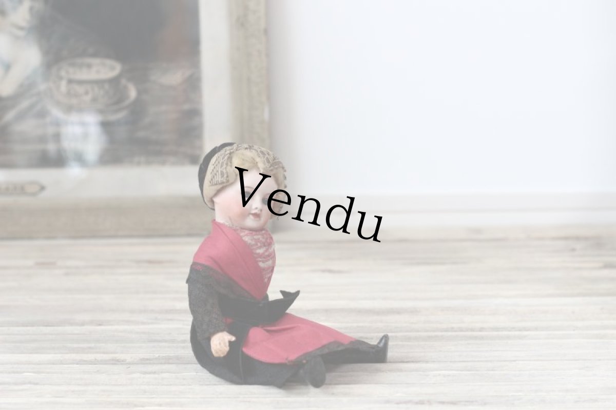 画像10: FRANCE SFBJ 赤と黒のドレスの少女/Sleep eye (10)