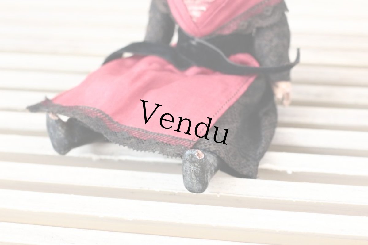 画像5: FRANCE SFBJ 赤と黒のドレスの少女/Sleep eye (5)