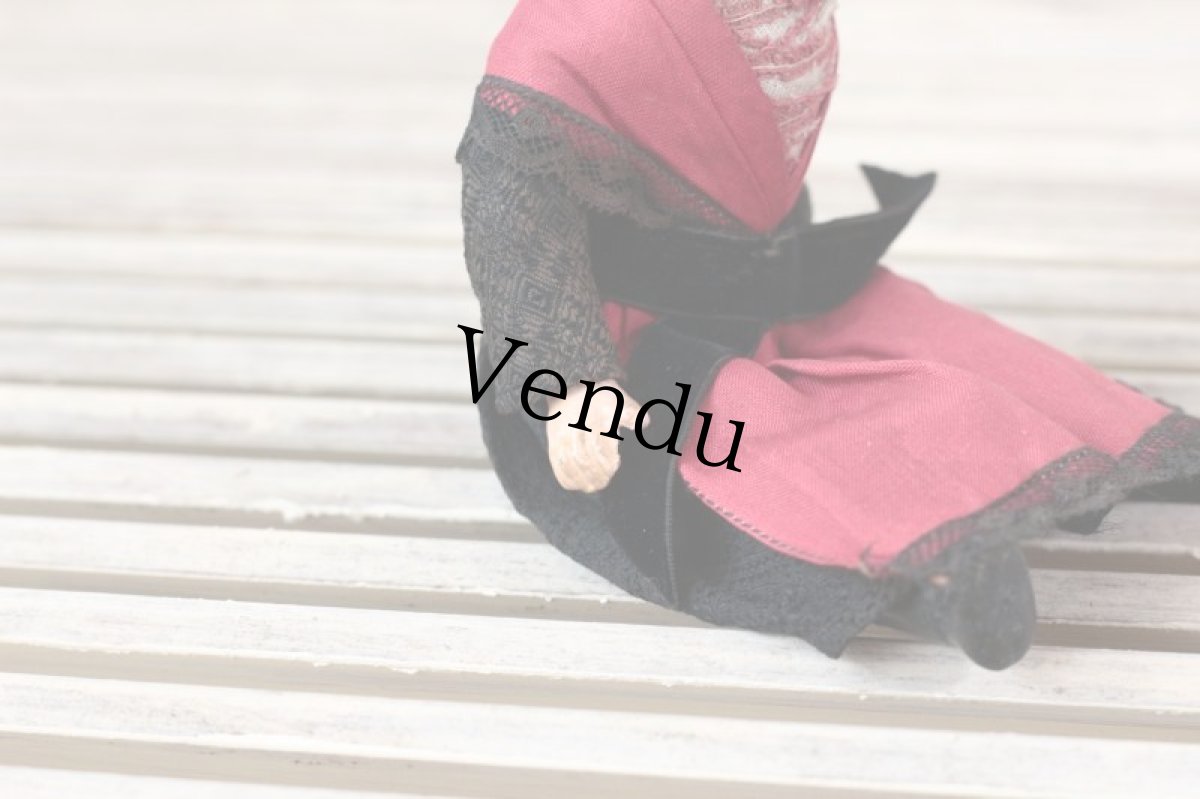 画像9: FRANCE SFBJ 赤と黒のドレスの少女/Sleep eye (9)