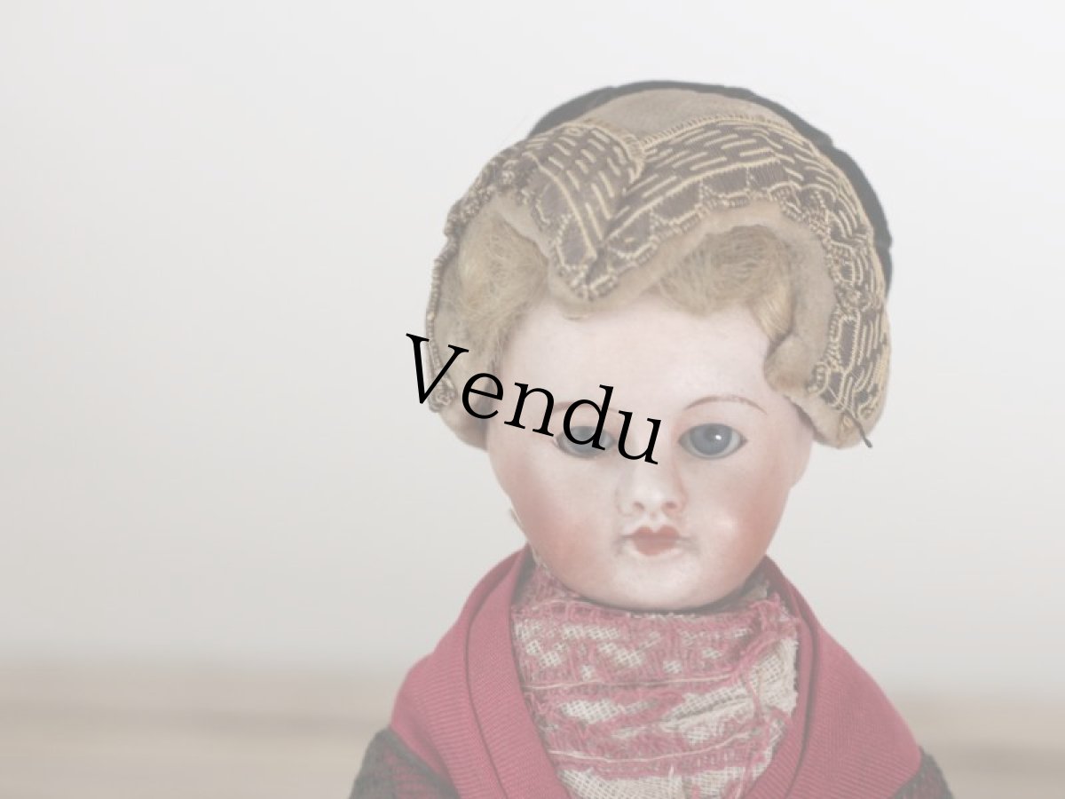 画像13: FRANCE SFBJ 赤と黒のドレスの少女/Sleep eye (13)