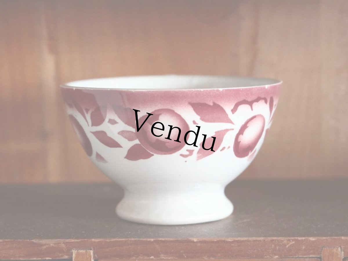 画像3: ボルドー柄のミニカフェオレボウル/French (3)