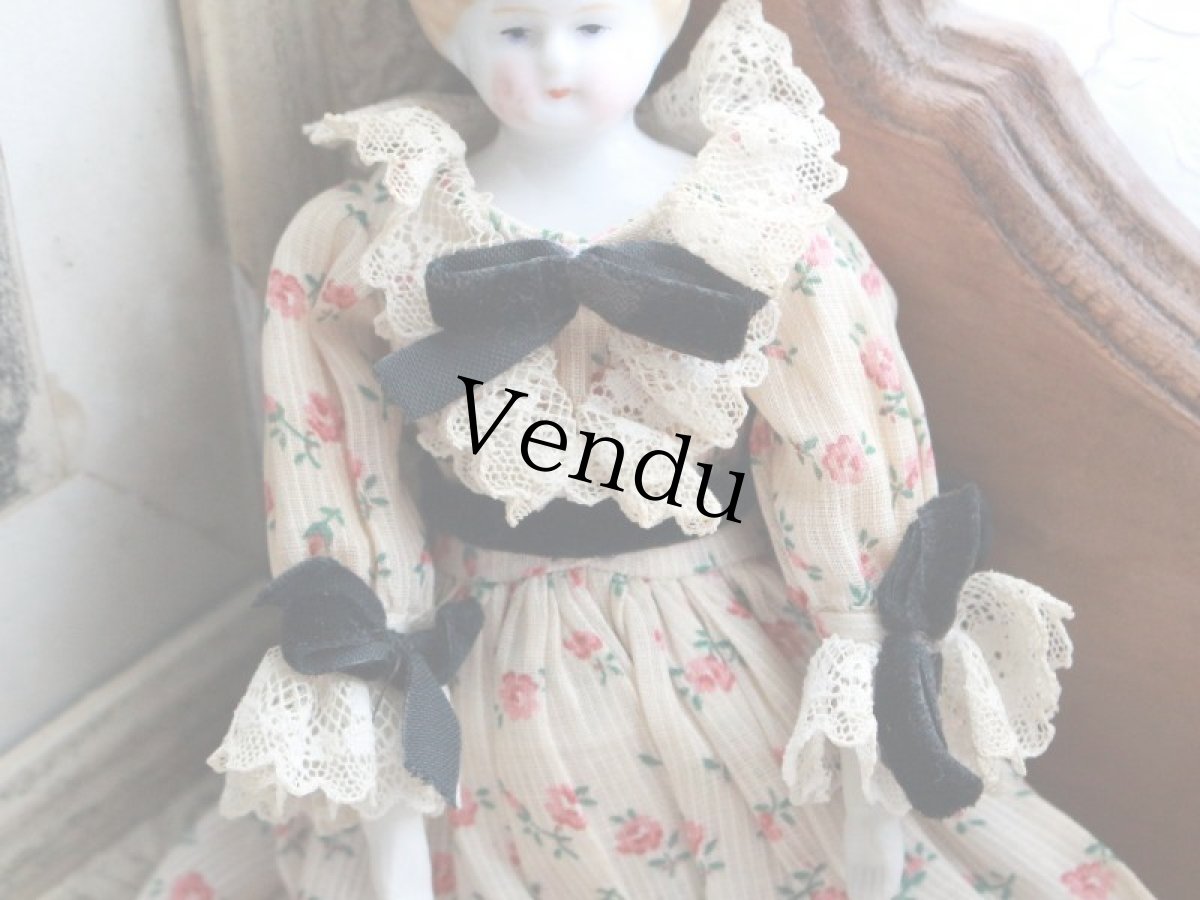 画像3: China Head Doll 9in /薔薇のドレス (3)
