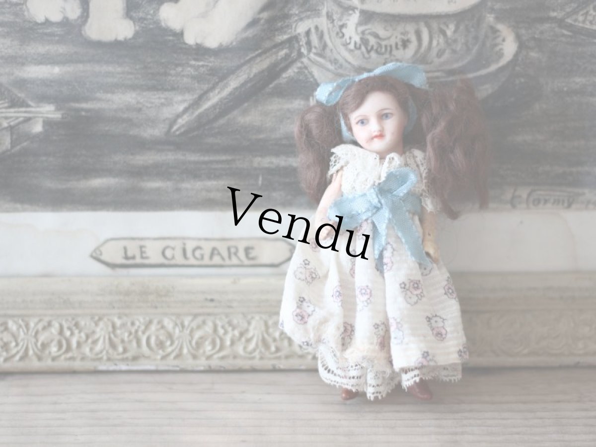 画像2: SFBJ PARIS 水色リボンの子/双子のミニョネット 4 3/4in / France (2)