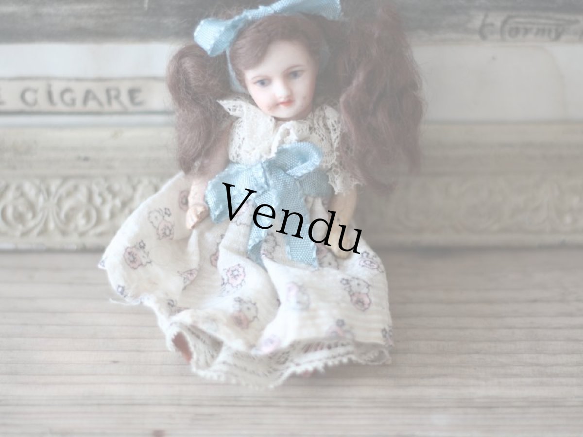 画像3: SFBJ PARIS 水色リボンの子/双子のミニョネット 4 3/4in / France (3)