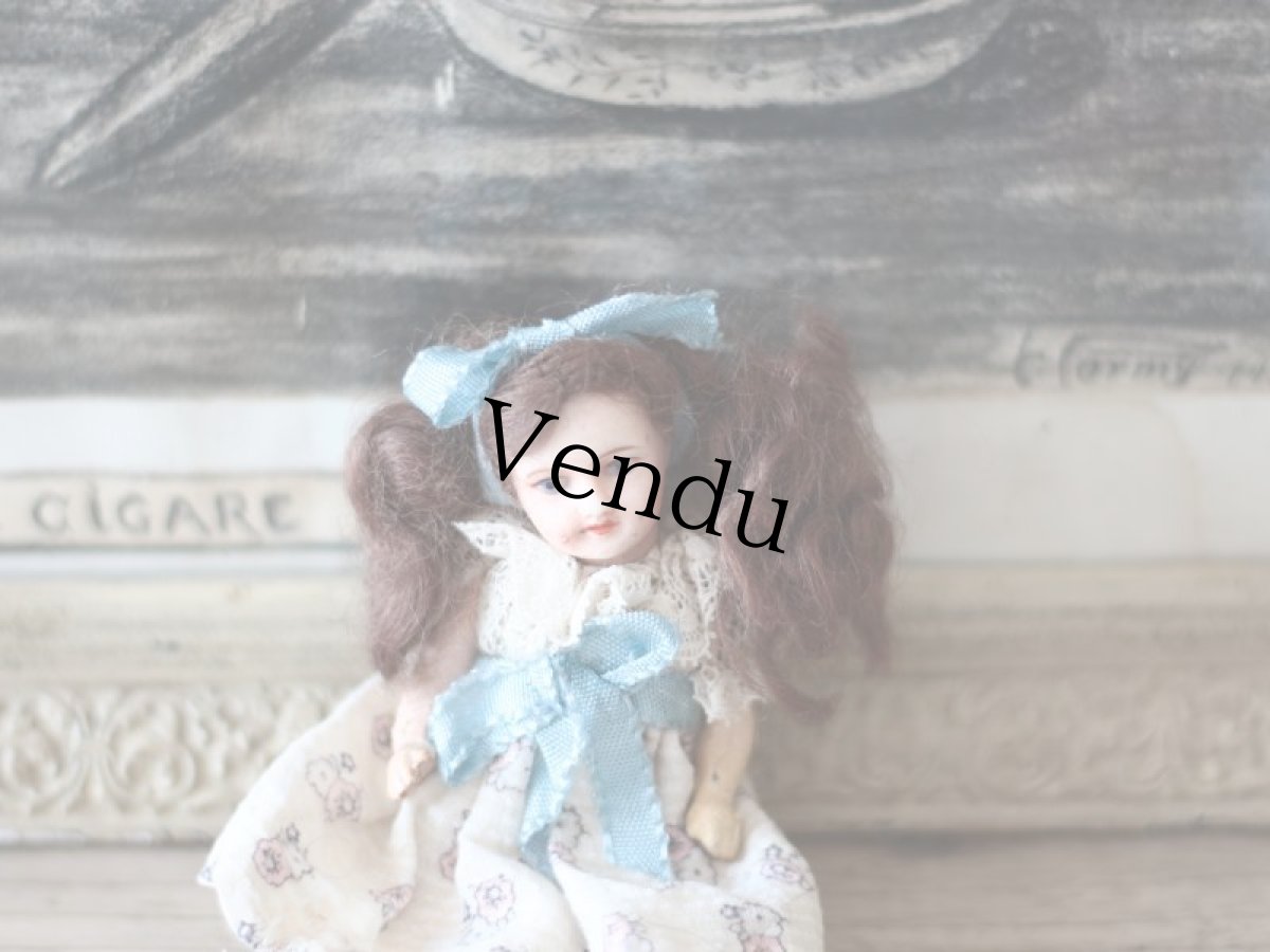 画像4: SFBJ PARIS 水色リボンの子/双子のミニョネット 4 3/4in / France (4)