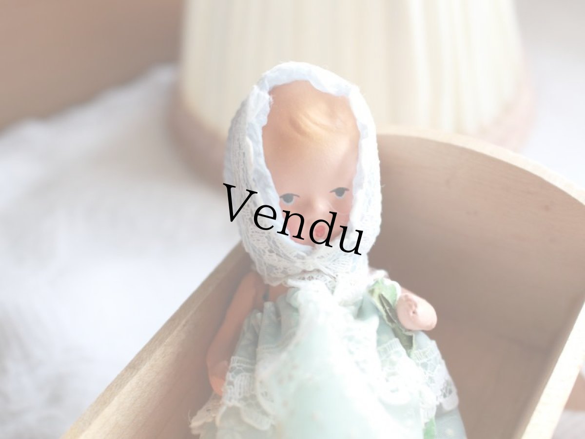 画像2: Nancy Ann Storybook Baby K&H Bisque Doll/Wood Cradle/Original Box/RARE Pamphlet /C (2)