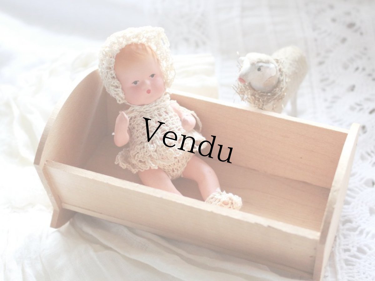 画像1: Nancy Ann Storybook Baby K&H Bisque Doll/Wood Cradle/Original Box/RARE Pamphlet /A (1)