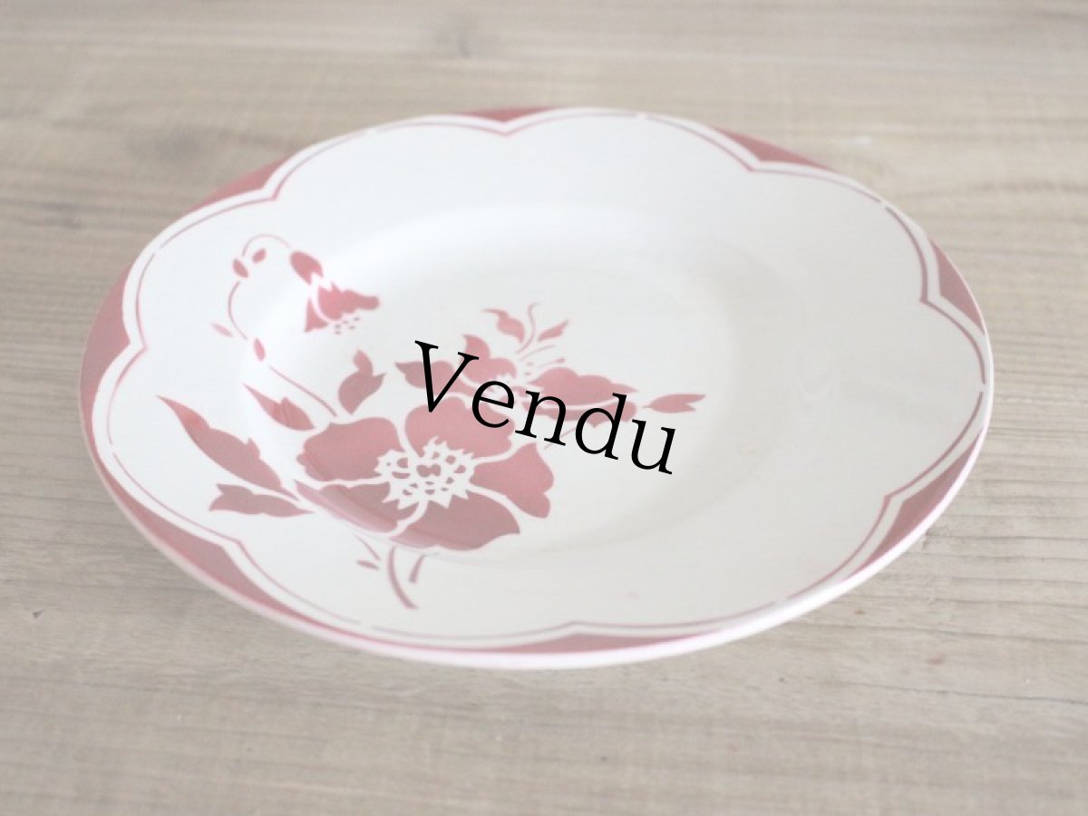 画像3: Gien Red Floral デザートプレートB/ 8 in / France (3)