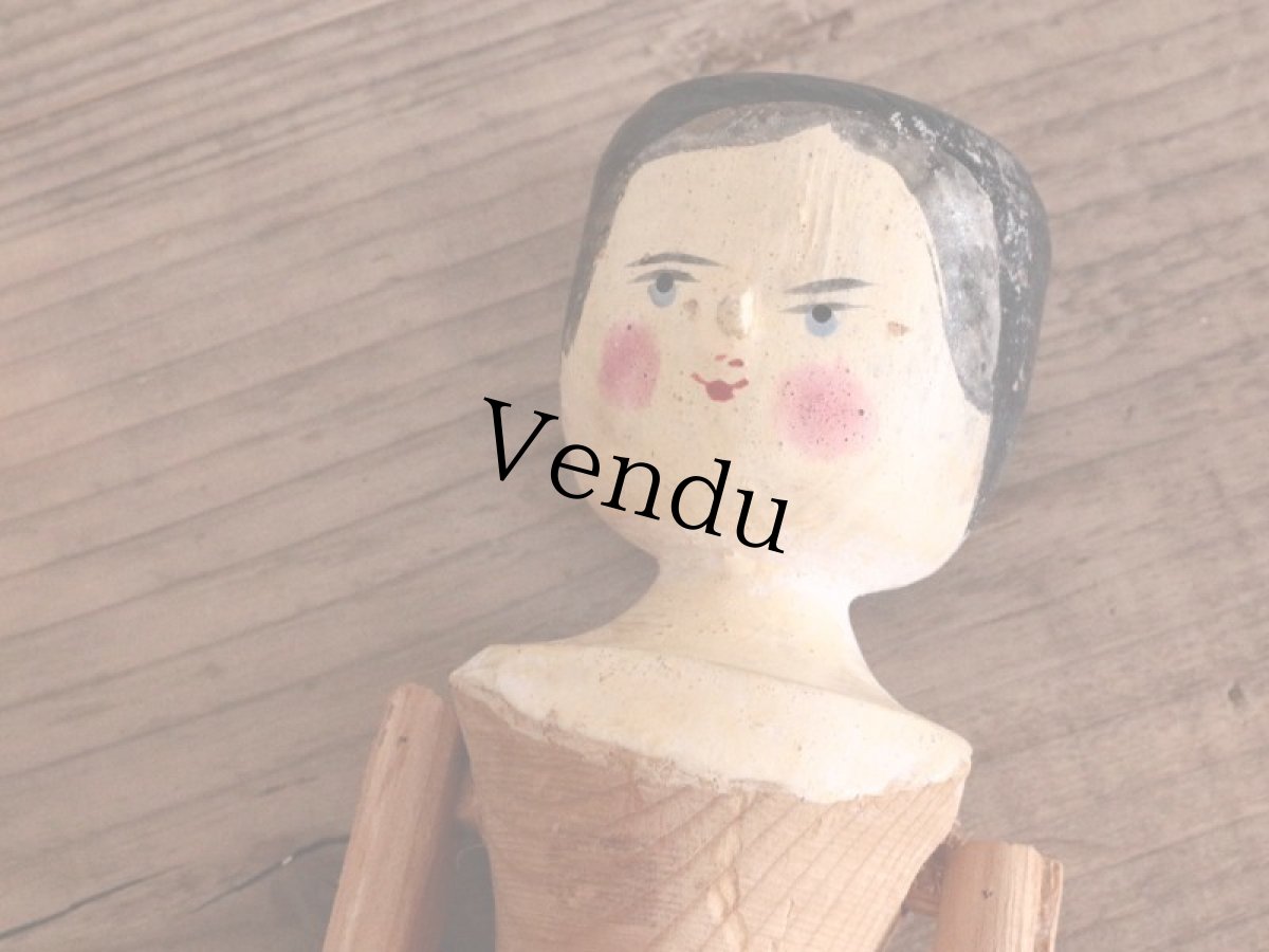 画像13: 花柄スカートのWooden Peg Doll/ワケあり/11.5in (13)