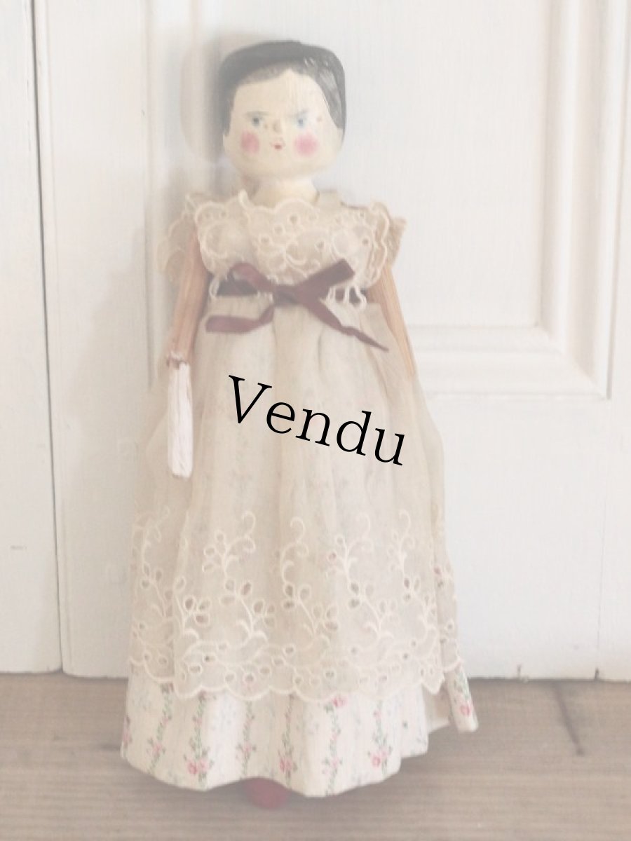 画像1: 花柄スカートのWooden Peg Doll/ワケあり/11.5in (1)