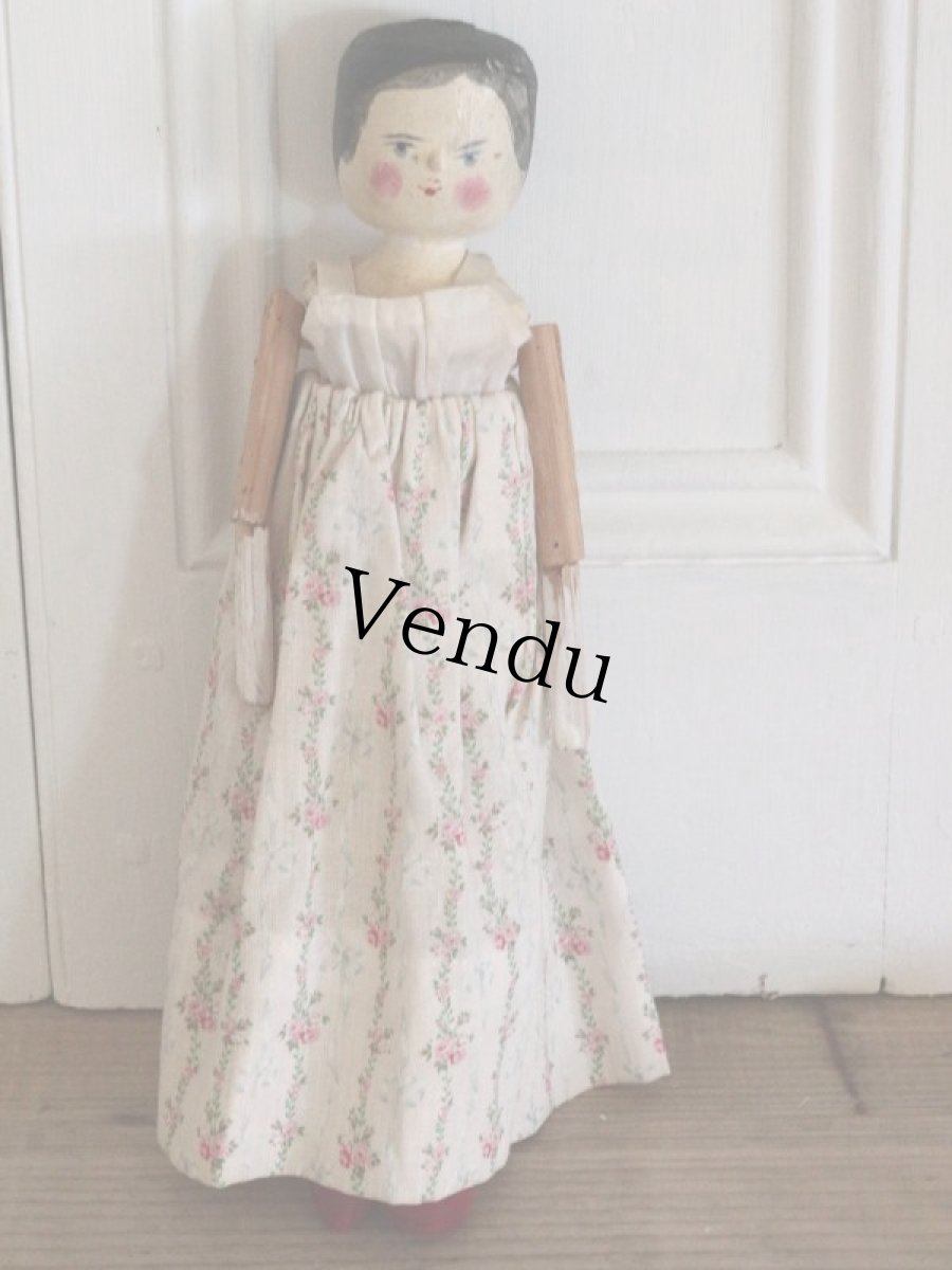 画像3: 花柄スカートのWooden Peg Doll/ワケあり/11.5in (3)