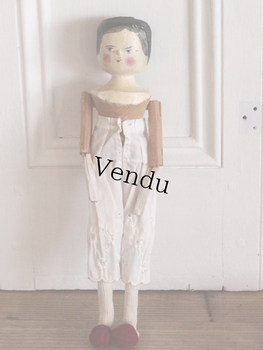 画像5: 花柄スカートのWooden Peg Doll/ワケあり/11.5in (5)