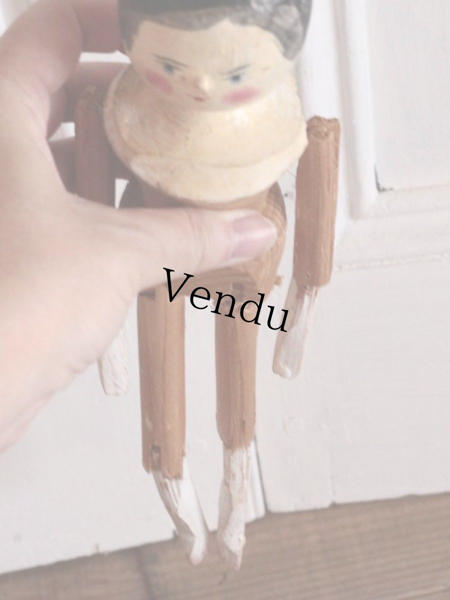 画像10: 花柄スカートのWooden Peg Doll/ワケあり/11.5in (10)