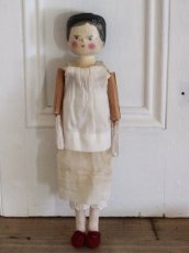画像4: 花柄スカートのWooden Peg Doll/ワケあり/11.5in (4)