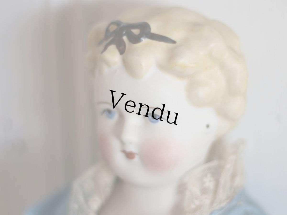 画像3: China Head Doll 18 1/2in / Cute Pink Cloth Body (3)