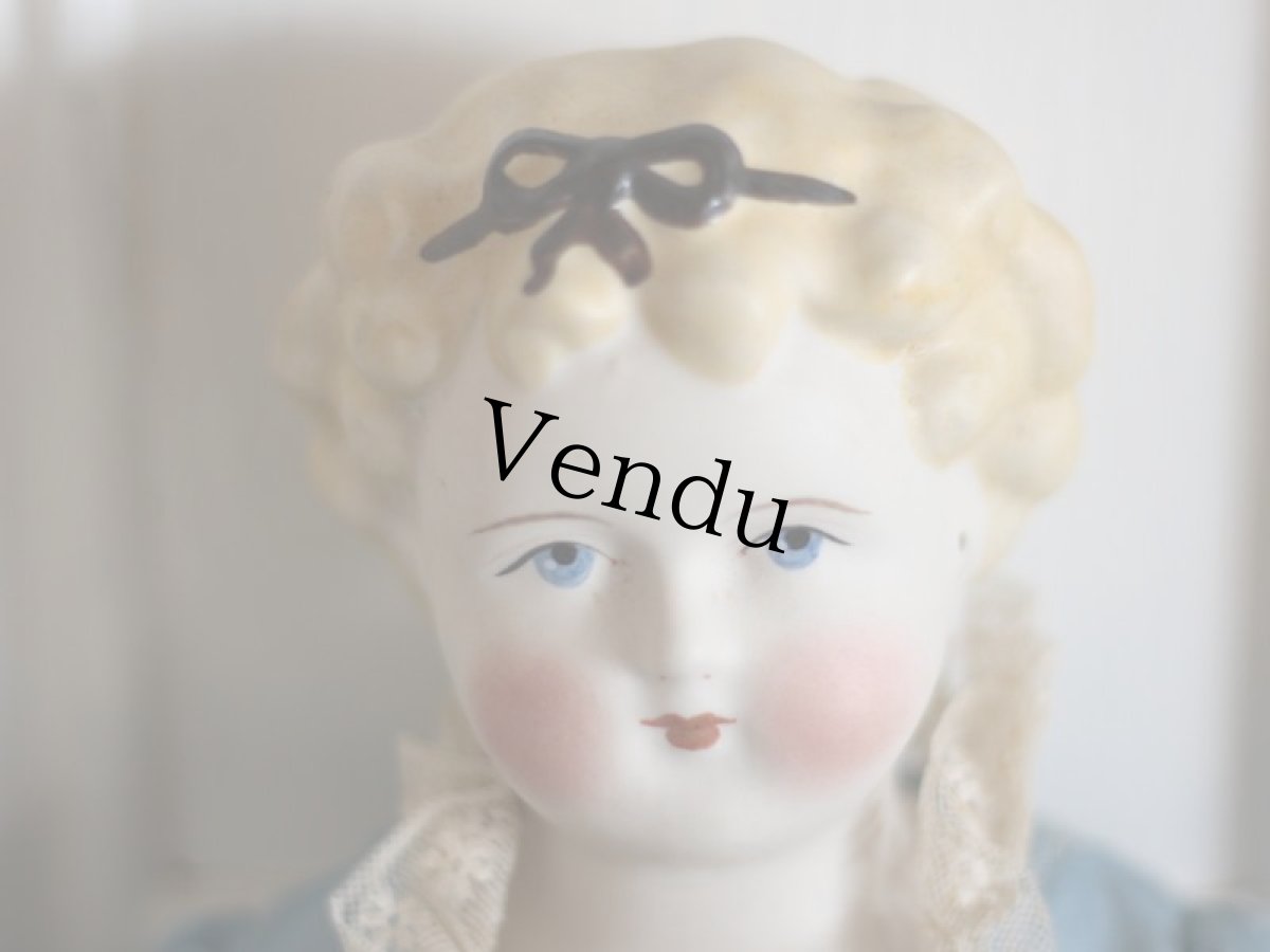 画像2: China Head Doll 18 1/2in / Cute Pink Cloth Body (2)