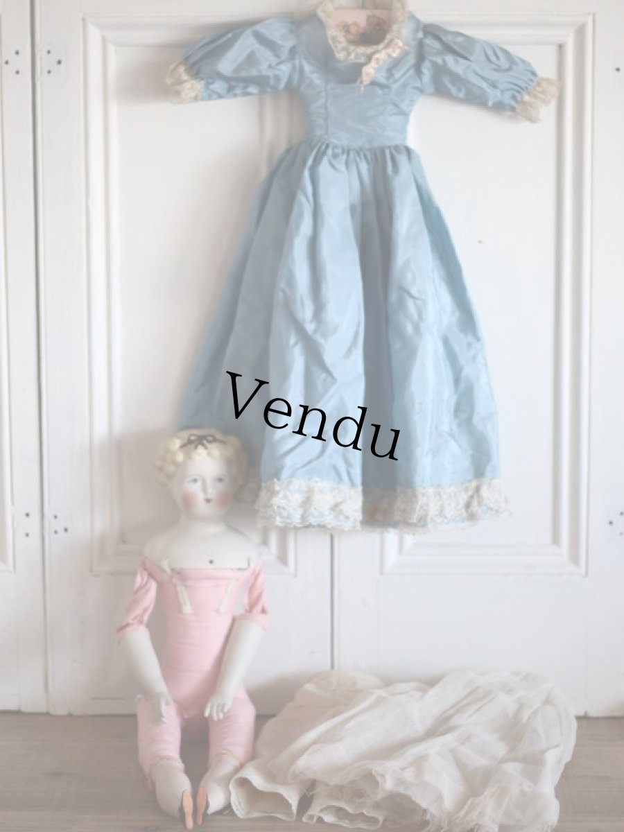 画像10: China Head Doll 18 1/2in / Cute Pink Cloth Body (10)