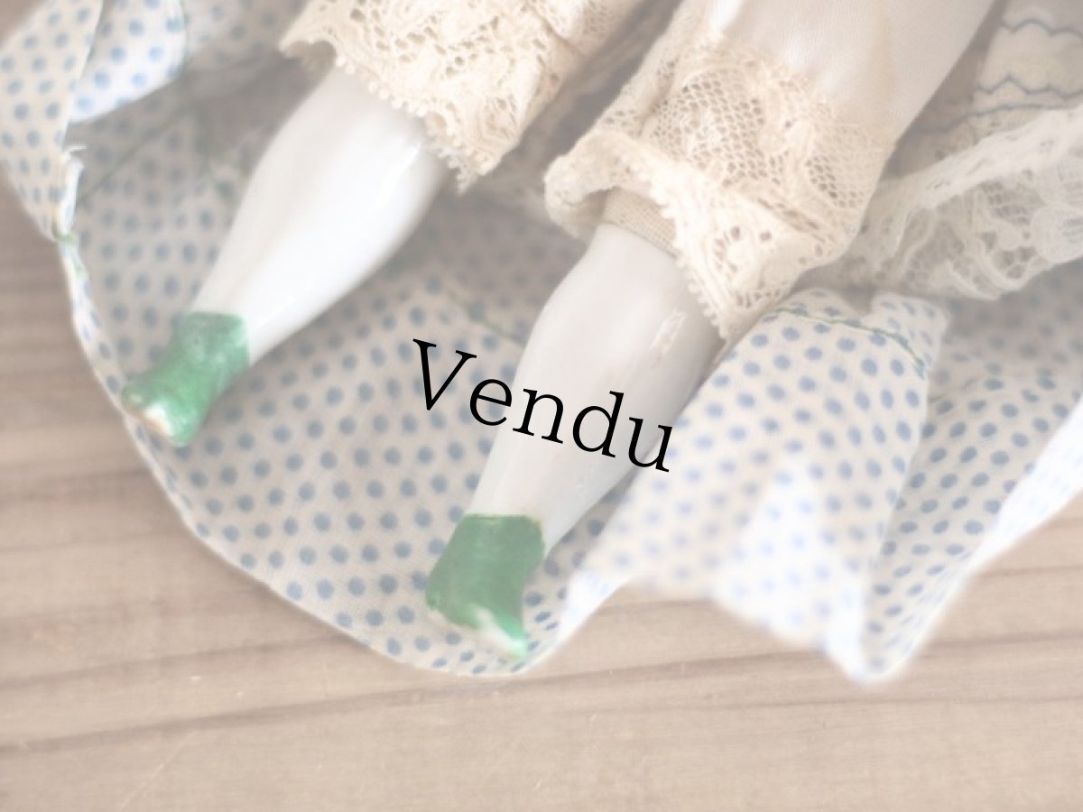 画像9: Rare!!! China Head Doll 9in / Green Boots (9)