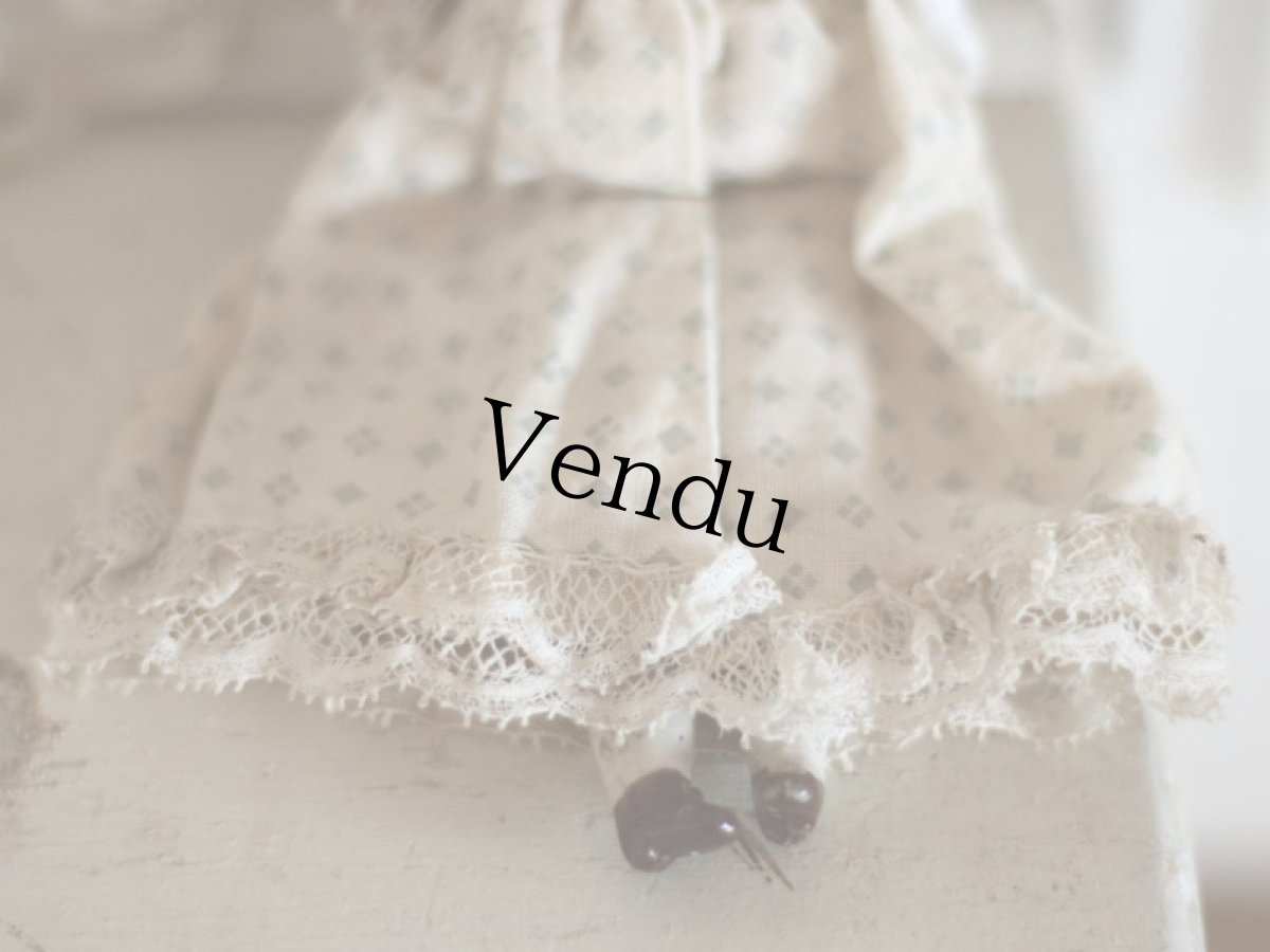 画像4: RARE!! mohair cloth body bisque head doll  /6 1/2 in (4)