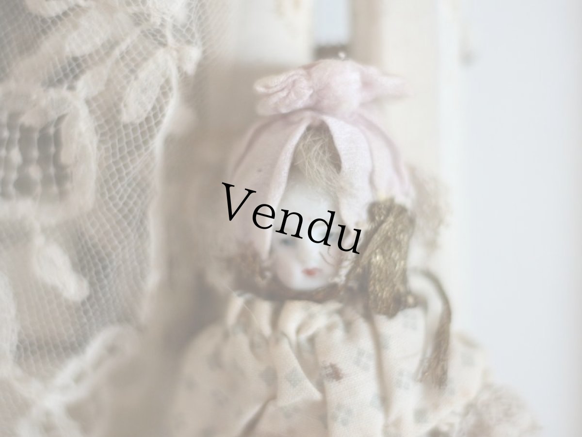 画像2: RARE!! mohair cloth body bisque head doll  /6 1/2 in (2)