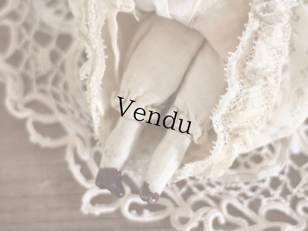 画像8: RARE!! mohair cloth body bisque head doll  /6 1/2 in (8)