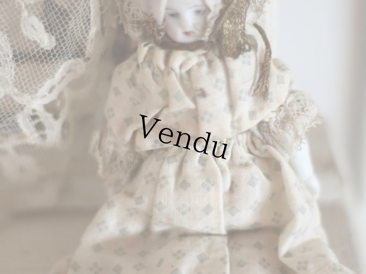 画像3: RARE!! mohair cloth body bisque head doll  /6 1/2 in (3)