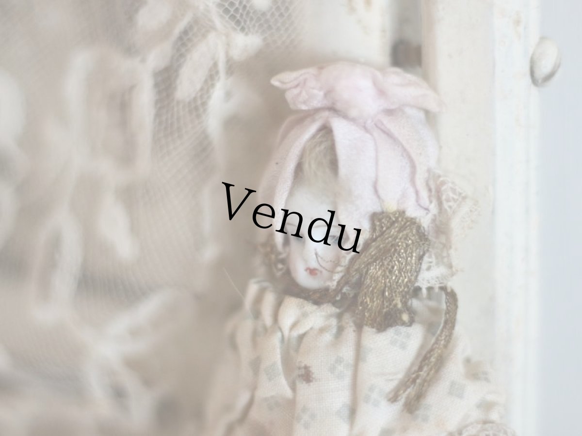 画像5: RARE!! mohair cloth body bisque head doll  /6 1/2 in (5)