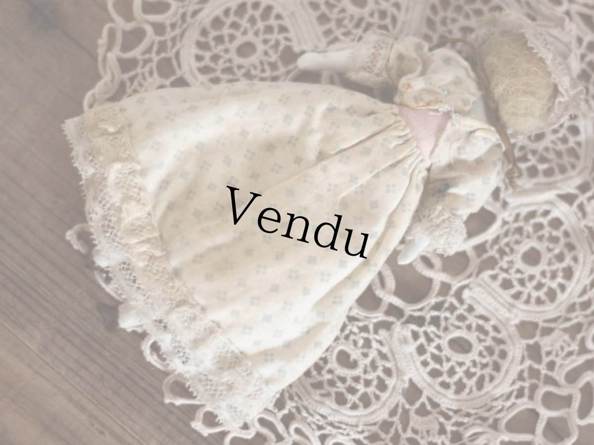 画像9: RARE!! mohair cloth body bisque head doll  /6 1/2 in (9)