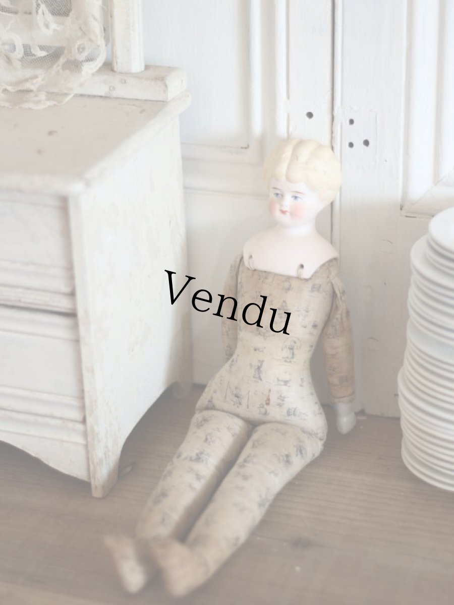 画像9: RARE!! Victorian Print Body China Head Doll / 13.5in /Germany (9)