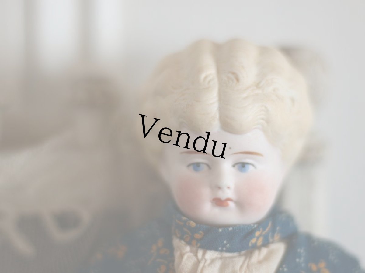 画像2: RARE!! Victorian Print Body China Head Doll / 13.5in /Germany (2)